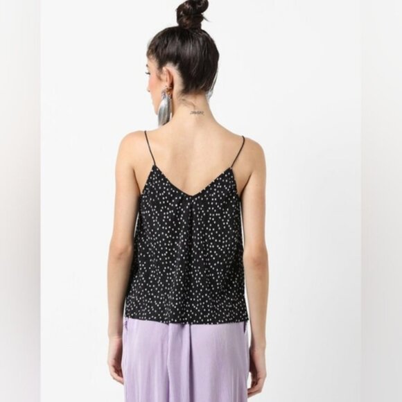 3/$20 Tally Reijl Relaxed Camisole Top Polka Dot Tank Womens Size Small Black - Picture 4 of 16